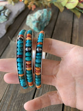 Load image into Gallery viewer, Navajo Multi stone &amp; Turquoise Sterling Silver Beaded Bangle Bracelet
