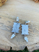 Load image into Gallery viewer, Navajo Turquoise &amp; Sterling Silver Cluster Dangle Earrings Signed