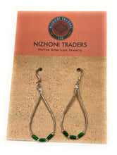 Load image into Gallery viewer, Navajo Sterling Liquid Silver &amp; Malachite Beaded Dangle Earrings
