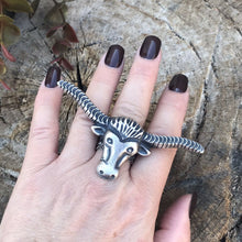 Load image into Gallery viewer, Navajo Sterling Silver Longhorn Cattle Steer Head Statement Ring