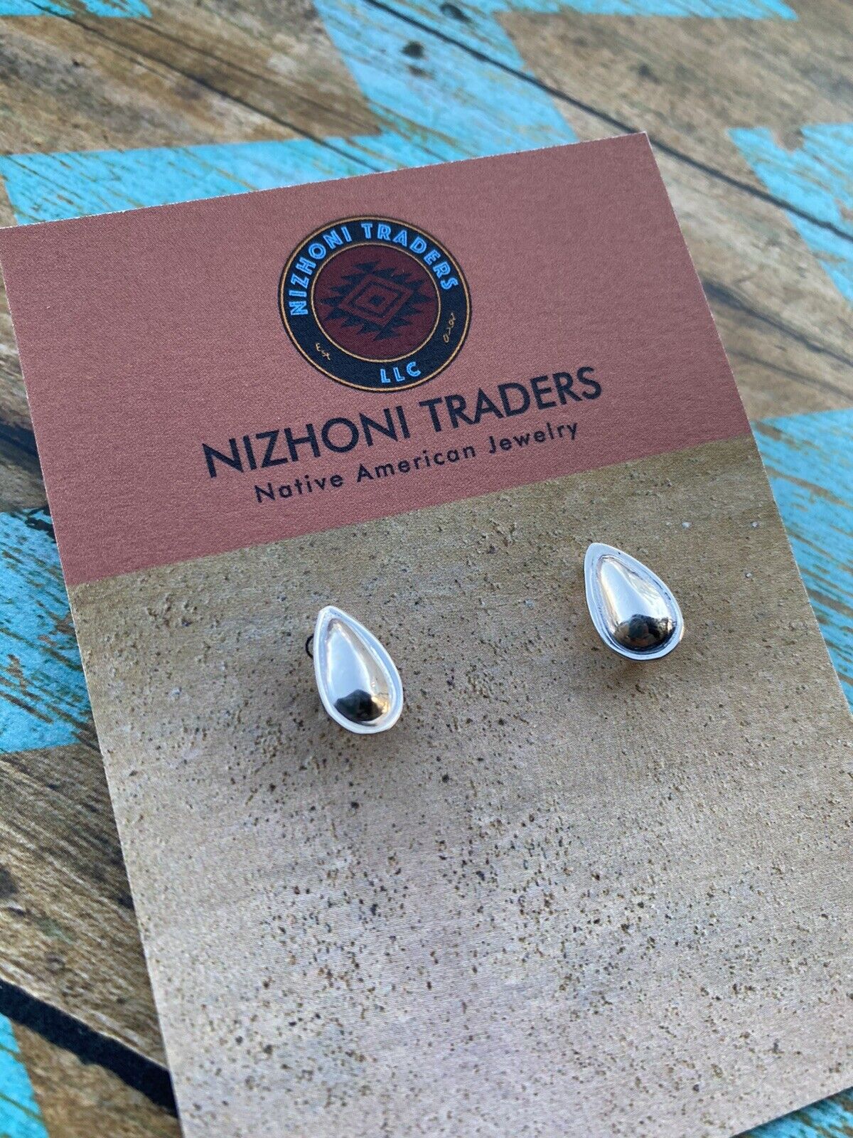 Navajo Sterling Silver Handmade Tear Drop Shape Post Earring Adaptors