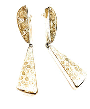 Load image into Gallery viewer, Navajo Fossilized Coral &amp; Sterling Silver Dangle Earrings Signed