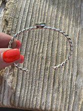 Load image into Gallery viewer, Navajo Sterling Silver Twisted Rope Style Turquoise Stacker Bracelet Cuff