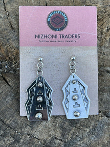 Navajo Sterling Silver Southwest Dangle Earrings Signed