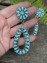 Load image into Gallery viewer, Zuni Natural Sleeping Beauty Turquoise Sterling Dangle Earrings artist AJW