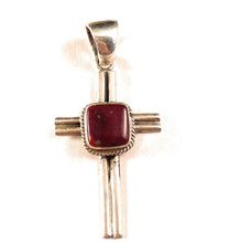 Load image into Gallery viewer, Navajo Sterling Silver &amp; Purple Spiny Oyster Cross Pendant Signed