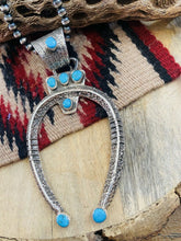 Load image into Gallery viewer, Navajo Sterling Silver &amp; Kingman Turquoise Naja Pendant Signed