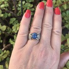 Load image into Gallery viewer, Navajo Sterling Silver Lapis Rope Cigar Band Ring