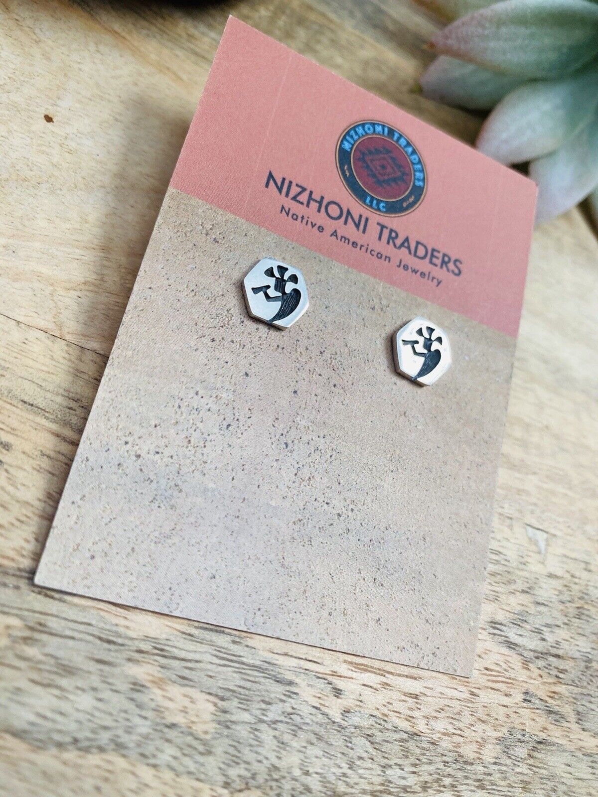 Hopi Overlaid Sterling Silver Kokopelli Stud Earrings