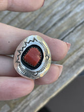 Load image into Gallery viewer, Navajo Sterling Silver Natural Red Coral Shadow Box Ring Sz 8