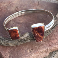 Load image into Gallery viewer, Navajo Floating Spiny Oyster Sterling Silver  Cuff Bracelet Stamped