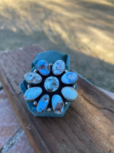Load image into Gallery viewer, Navajo Sterling Golden Hills Turquoise Cluster Ring Size Adjustable