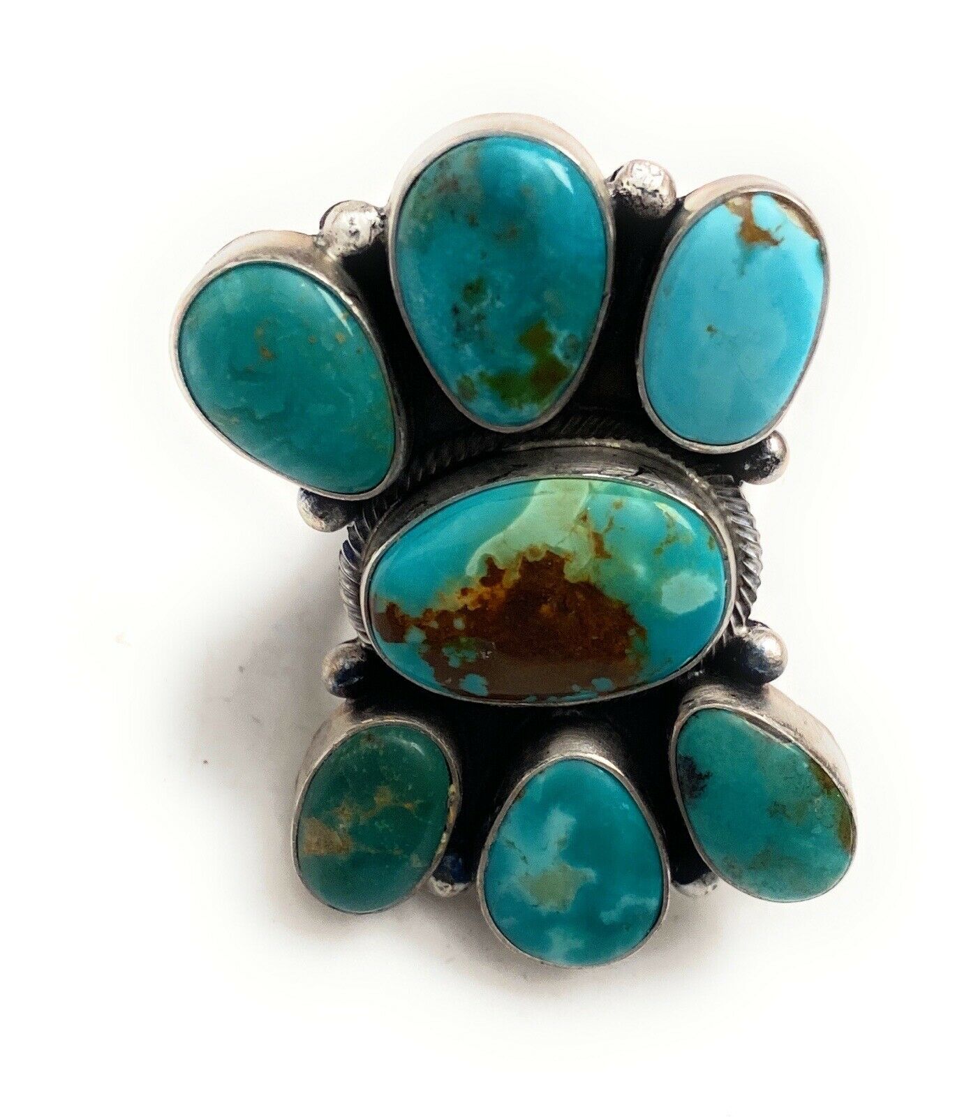 Navajo Royston Turquoise & Sterling Silver Ring Size 7.5 Signed