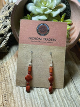 Load image into Gallery viewer, Navajo Sterling Silver Apple Coral Strand Beaded Earrings