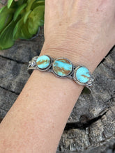 Load image into Gallery viewer, Navajo Sterling Silver &amp; Turquoise Southwest Style Cuff Bracelet