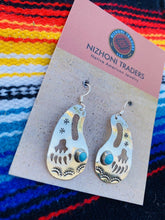 Load image into Gallery viewer, Navajo Sterling Silver &amp; Turquoise Bear Paw Dangle Earrings