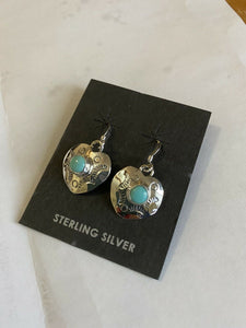 Navajo Sterling Silver Turquoise Heart Dangle Earrings