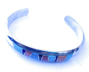 Navajo Multi Stone & Sterling Silver Inlay Cuff Bracelet