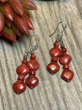 Load image into Gallery viewer, Navajo Sterling Silver Apple Coral 2 Strand Beaded Earrings