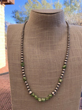 Load image into Gallery viewer, Navajo Sterling Silver &amp; Sonoran Gold Turquoise Beaded 24 Inch Necklace