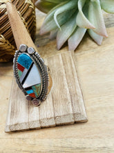 Load image into Gallery viewer, Navajo Sterling Silver And Multi Stone Inlay Ring Size 10