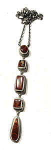 Stunning Navajo Purple Spiny and Sterling 5 Stone Multi Shape Lariat Necklace
