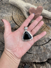 Load image into Gallery viewer, Navajo Sterling Silver Black Onyx Elegant Triangle Pendant Signed