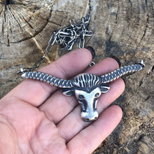 Load image into Gallery viewer, Navajo Sterling Silver Longhorn Statement Necklace By Artist Kevin Billah