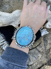 Load image into Gallery viewer, Navajo Southwest Kingman Turquoise &amp; Sterling Silver Cuff Signed Danny Clark