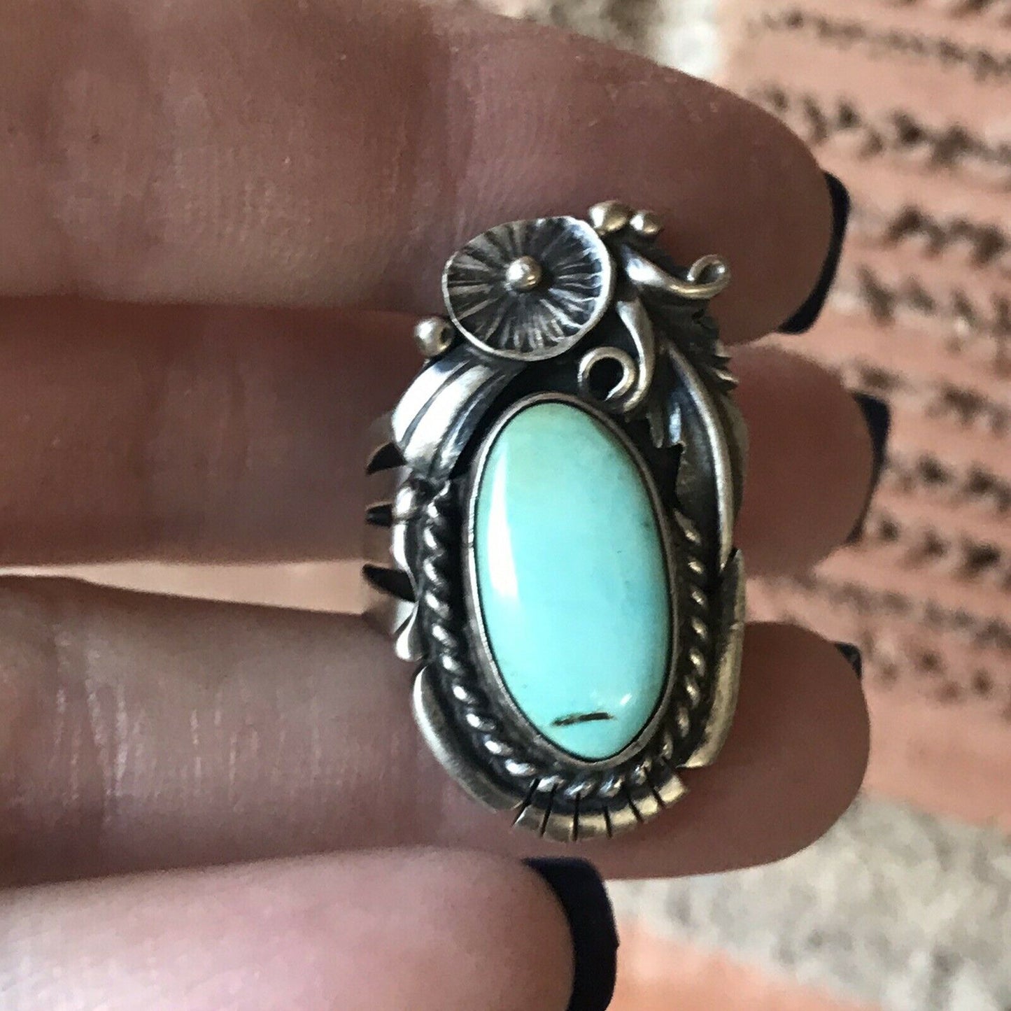 Navajo Royston Turquoise & Sterling Silver Ring Size 5. By Artist R. H