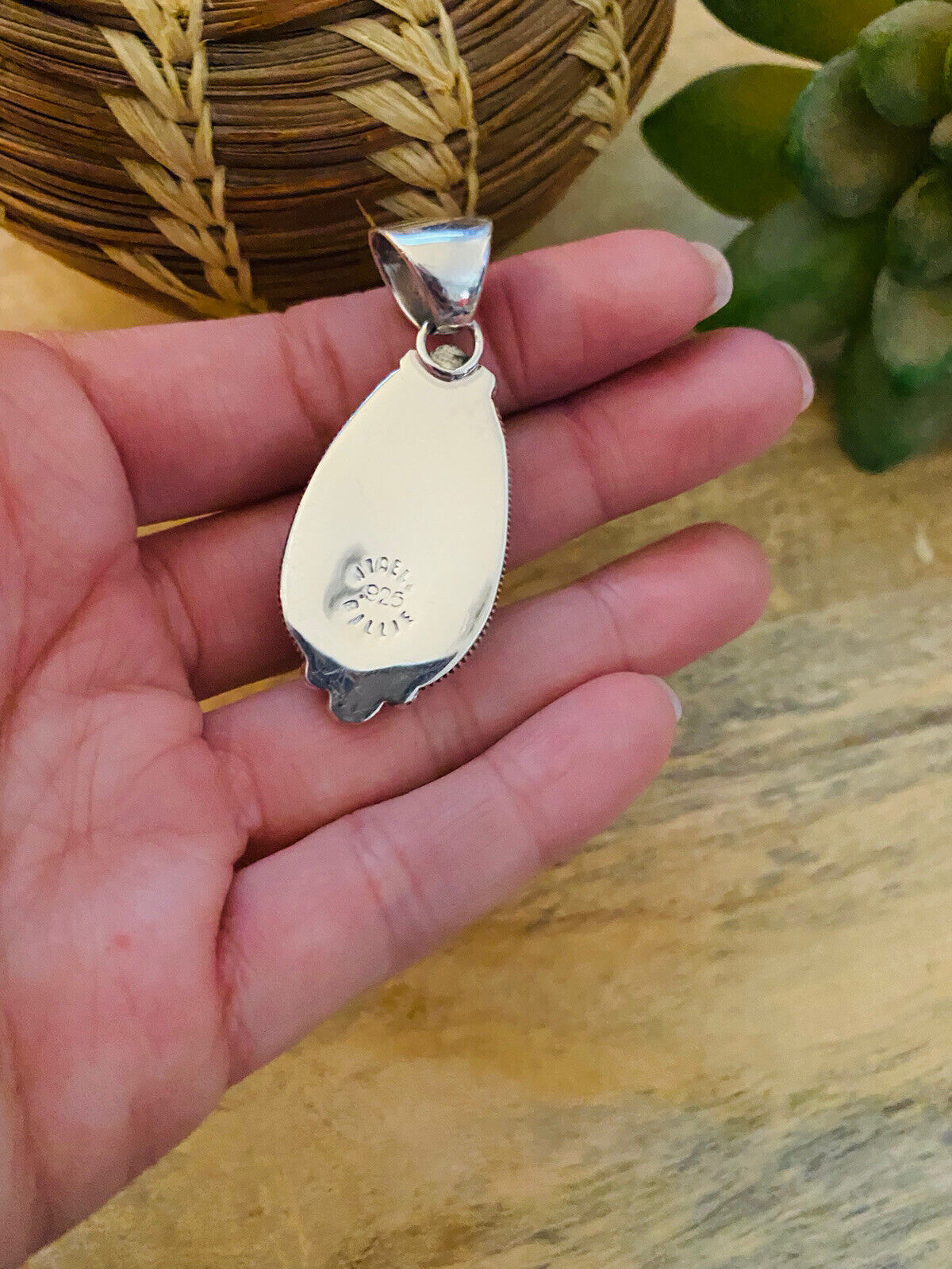 Navajo Sterling Silver & White Gibbsite Pendant