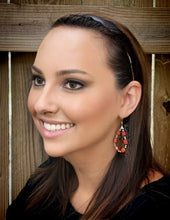 Load image into Gallery viewer, Navajo Sterling Silver Apple Coral Loop Beaded Dangle Earrings