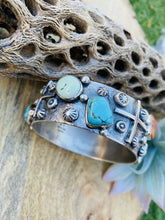 Load image into Gallery viewer, Navajo Multi Stone &amp; Sterling Silver Bangle Bracelet Signed
