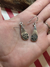 Load image into Gallery viewer, Hopi HandStamped Sterling Silver Bear Paw Dangle Earrings