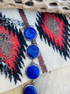 Navajo Sterling Silver & Lapis Lariat Necklace