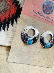 Navajo Sterling Silver & Turquoise Post Earrings