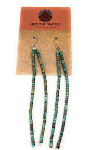 Navajo Turquoise Beaded Dangle Earrings 4.75”