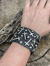 Load image into Gallery viewer, Navajo Sterling Silver Cuff Crazy Cross Bracelet By Chimney Butte Signed