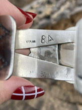 Load image into Gallery viewer, Incredible Navajo Dry Creek Turquoise And Sterling Star Silver Cuff Signed