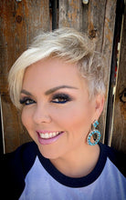 Load image into Gallery viewer, Navajo Natural Sleeping Beauty Turquoise Sterling Dangle Earrings Artist
