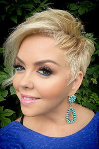 Zuni Natural Sleeping Beauty Turquoise Sterling Dangle Earrings artist AJW