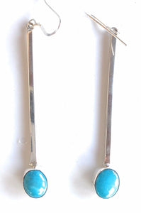 Beautiful Navajo Sterling Silver Turquoise Drop Dangle Earrings