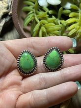 Load image into Gallery viewer, Beautiful Navajo Sterling Silver Dyed Kingman Turquoise Post Earrings