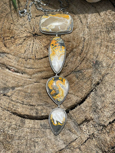 Navajo Bumble Bee Jasper & Sterling Silver Lariat Necklace