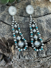 Load image into Gallery viewer, Navajo Sterling Silver Turquoise Gradual Bead Dangle Earrings
