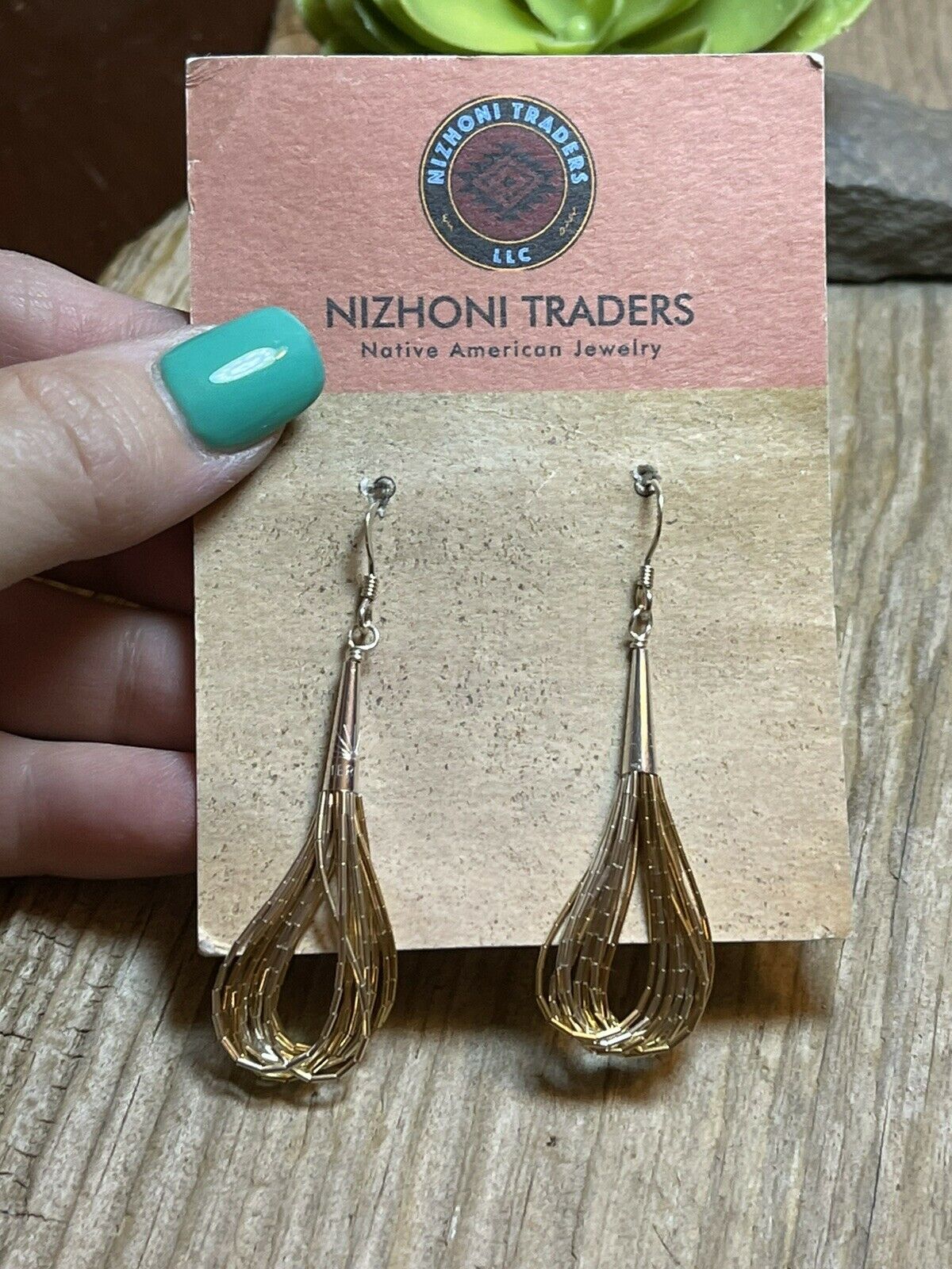 Navajo Delicate Sterling Liquid Silver Two Tone Dangle Earrings