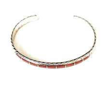 Load image into Gallery viewer, Navajo Sterling Silver &amp; Red Coral Cuff Bracelet Signed