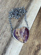 Load image into Gallery viewer, Navajo Purple Spiny And Sterling Silver Heart Necklace Signed