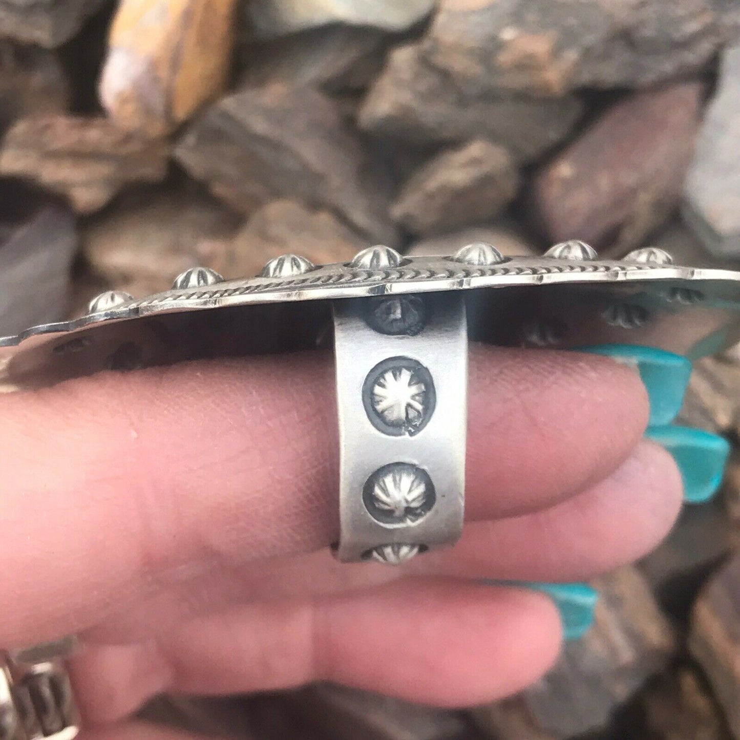 Navajo Sterling Silver Concho Statement Ring Sz 5 By Eugene Charley