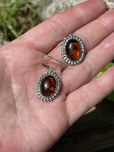 Load image into Gallery viewer, Navajo Sterling Silver and Bead Dot Style Amber Dangle Earrings